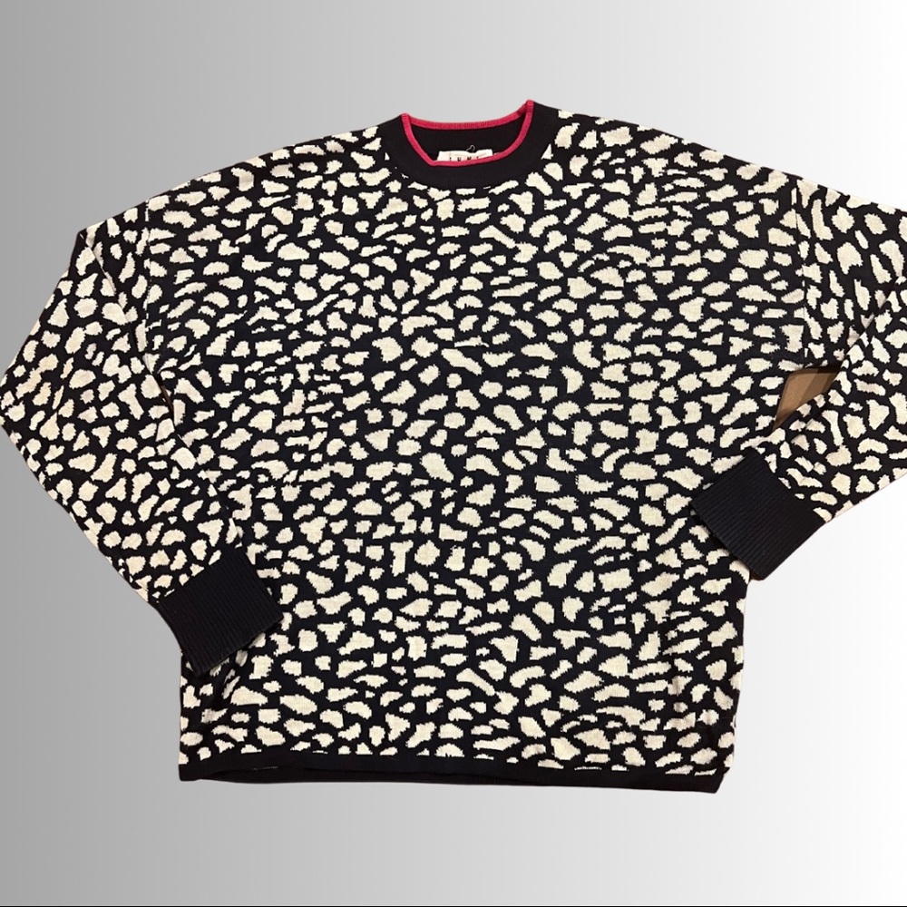 THML Spotted Contrast Pullover Navy and White pattern